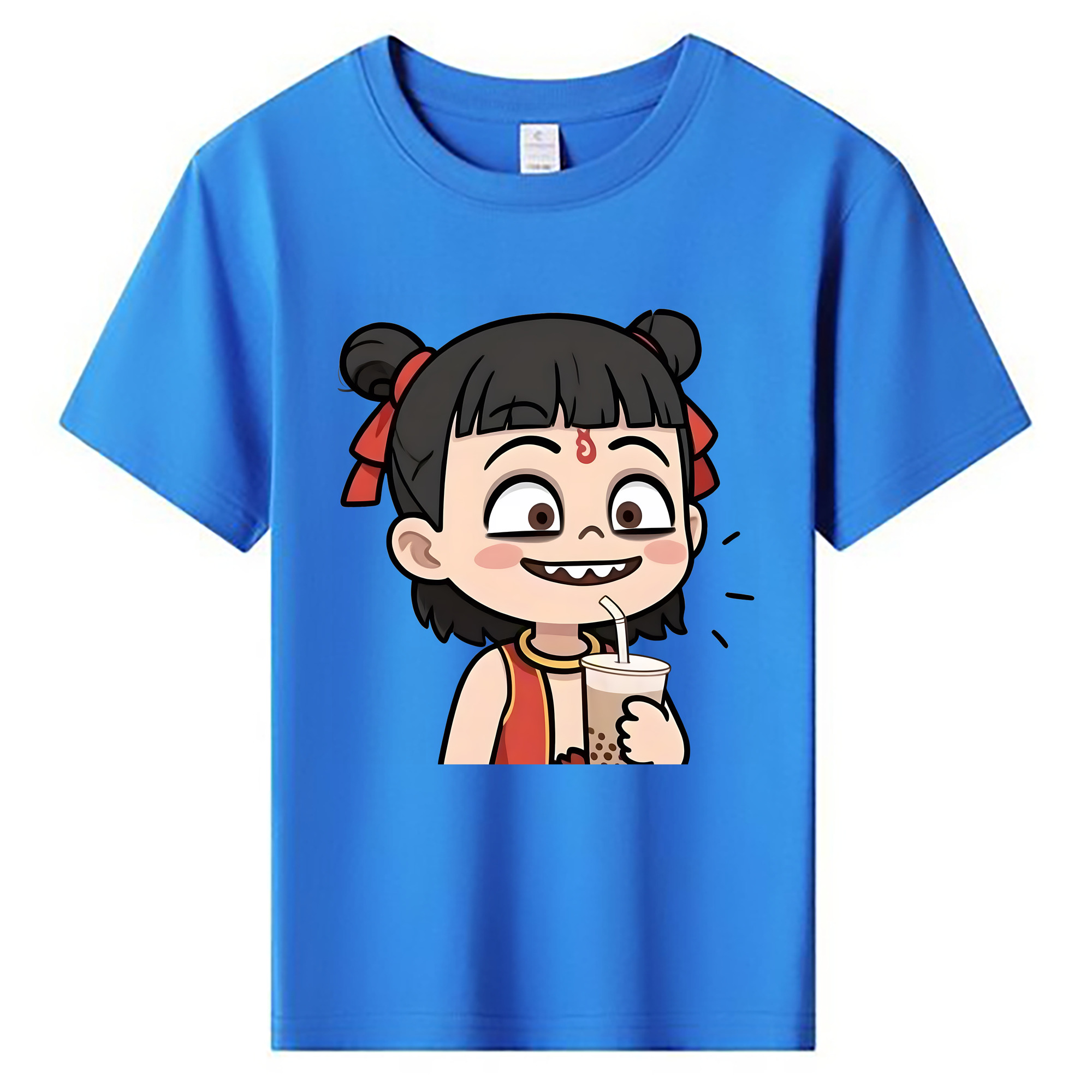 （画像用） Ne Zha 2 ナタ 魔童の大暴れ 綿100％キッズTシャツ（フロントプリント）